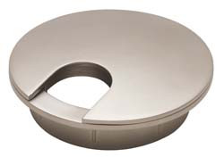 Cable Grommet, two-piece, zinc, nickel matt, 61mm, 21mm x 29mm