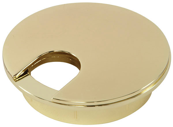 Cable Grommet, two-piece, zinc, polished brass, 61mm, 21mm x 29mm