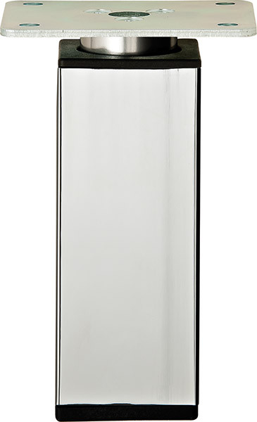 Top adjustable, square aluminum leg, 35 x 35 x 92mm, polished chrome