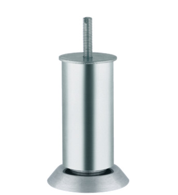 Furniture foot, with height adjustment, with M8 threaded bolt. Aluminum, matt, height: 100 mm
