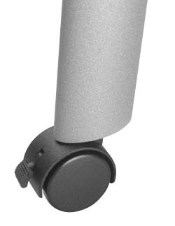 Elips Leg, with caster, steel, silver textured, M10, 700mm