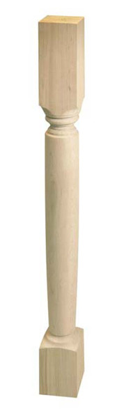 Wood Turning, square, estate, maple, 34 1/2 x 2 13/16 x 2 13/16"