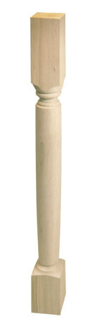 Half Wood Turning, square estate, maple, 34 1/2 x 2 13/16 x 1 3/8"