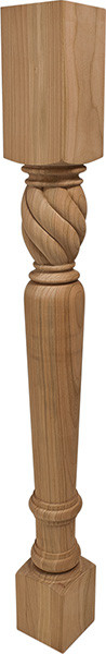 Wood Turning, square, Americana, cherry, 34 1/2 x 3 x 3"