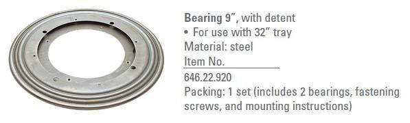 Bearing Set, for revolving tray, 9 inches, with detent