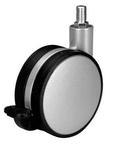 Caster, swivel, with brake, M10, zinc, plastic, silver/silver, 80mm