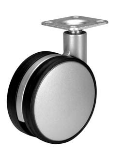 Caster, swivel, no brake, plate mount, zinc, plastic, silver/silver, 80mm