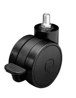 Caster, swivel, with brake, M10, steel, plastic, black/black, 60mm