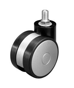 Caster, swivel, no brake, M10, steel, plastic, black/silver, 60mm