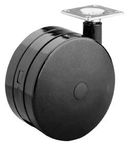 Caster, no brake, plate mount, plastic, black, 4"