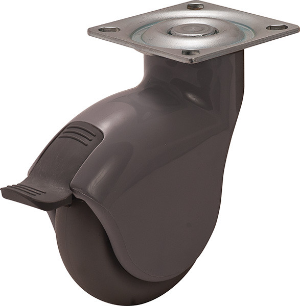 Caster Anti-Static Gray, no brake, plate mounted, steel and plastic, 75mm diameter