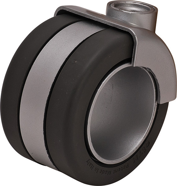 Caster Gray, no brake, plate mounted, steel and plastic, 68mm diameter