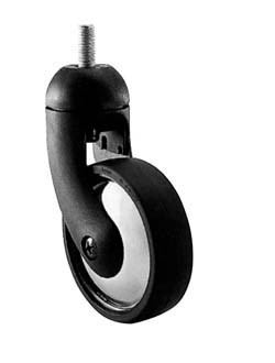 Caster, swivel, no brake, M10, plastic, silver/silver, 75mm