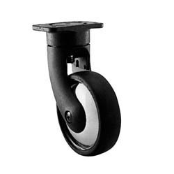Caster, swivel, no brake, plate mount, plastic, black/chrome, 75mm