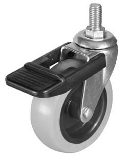 Caster, swivel, with brake, M10, steel, gray, 100mm