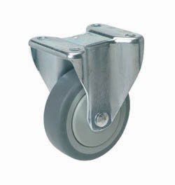 Caster, fixed, no brake, steel, zinc-plated, 100mm