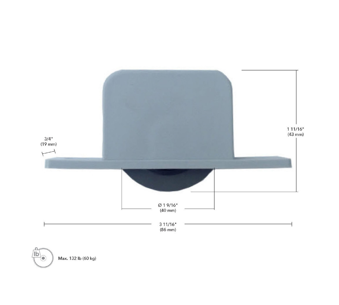 HIDE Panel Caster - 80964, Unidirectional caster for minimum panel thickness of 22 mm (7/8'').,