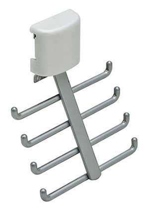 Omni Track, tie hook, steel, matt aluminum, closet