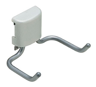 Omni Track, double hook, steel, matt aluminum, closet