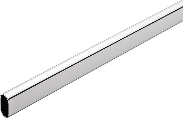 Oval Wardrobe Tube, steel, chrome-plated, 30mm x 15mm x 1.5mm x 2.5 meters