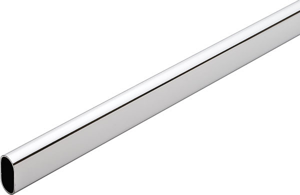 Oval Wardrobe Tube, steel, chrome-plated, 30mm x 15mm x 1.0mm x 96"