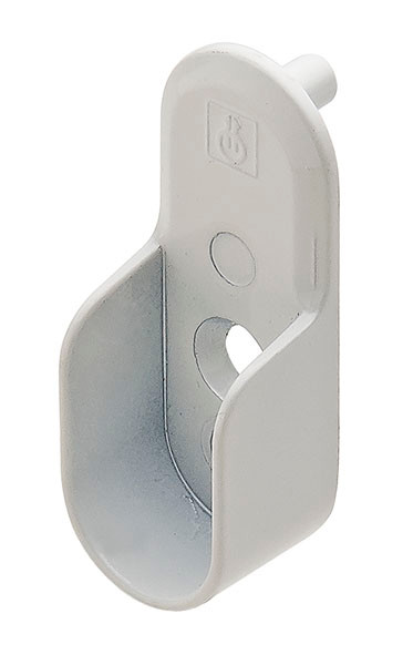Oval Wardrobe Tube Support, zinc, white, 15mm x 30mm