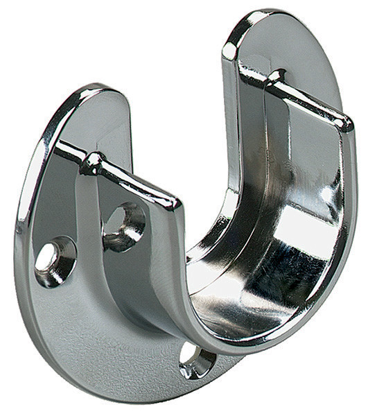 KV Wardrobe Tube Support, half enclosed, zinc, chrome-plated, for 1 5/16" diameter tube