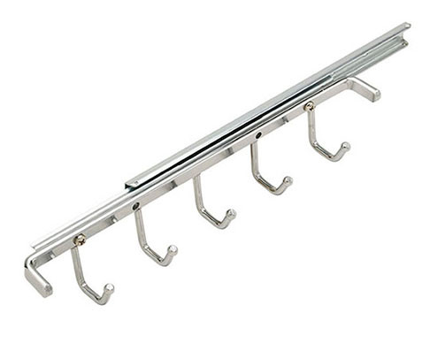 Belt Rack, steel, chrome plated, 5 hooks, 11" length