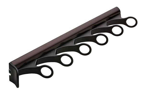 Synergy Scarf Rack with Slide, aluminum, dark oil rubbed bronzed, plastic, black 14 1/8" length