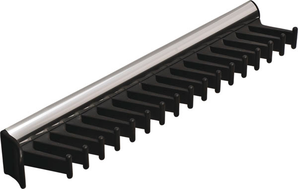 Synergy Tie Rack with Slide, aluminum, chrome-plated polished, plastic, black, 11 15/16" length