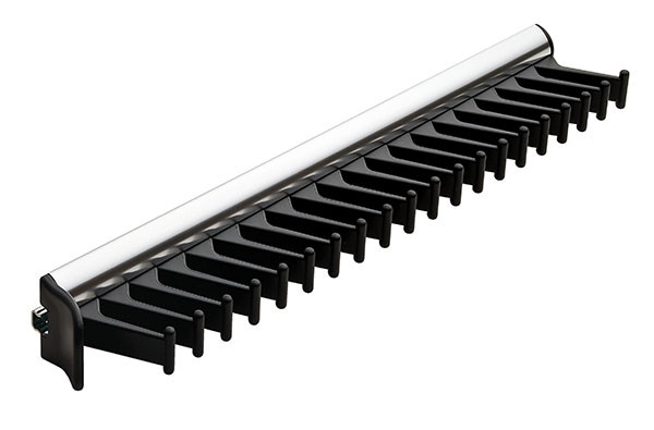 Synergy Tie Rack with Slide, aluminum, chrome-plated polished, plastic, black, 14 1/8" length