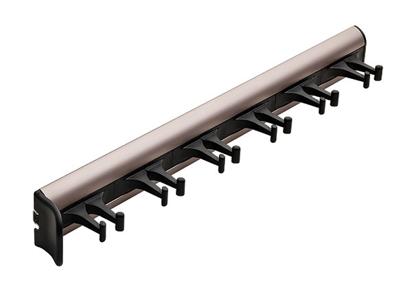 Synergy Belt Rack with Slide, aluminum, nickel-plated matt, plastic, black, 14 1/8" length