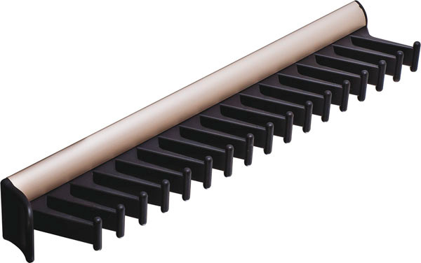 Synergy Tie Rack with Slide, aluminum, nickel-plated matt, plastic, black, 11 15/16" length
