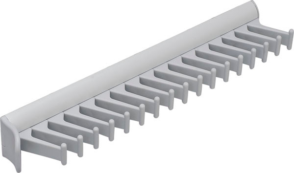 Synergy Tie Rack with Slide, aluminum, white, plastic, 11 15/16" length