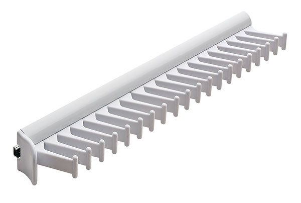 Synergy Tie Rack with Slide, aluminum, white, plastic, 14 1/8" length