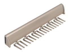 Synergy Elite Tie Rack, with full extension slide, aluminum with zinc hooks, chrome-plated polished, 11 7/8" length