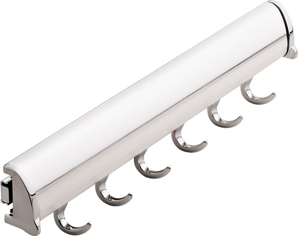 Synergy Elite Belt Rack with full extension slide, aluminum with zinc hooks, chrome-plated polished, zinc, 17 7/8" length