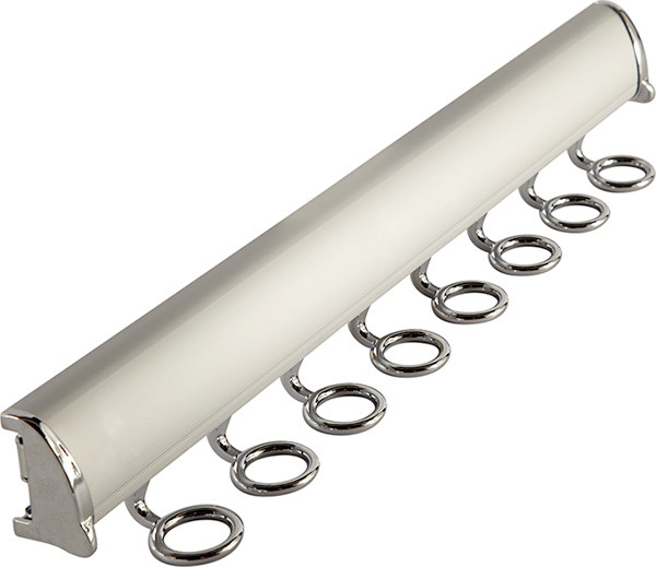 Synergy Elite Scarf Rack, with full extension slide, aluminum with zinc hooks, matt aluminum with chrome, 17 7/8" length