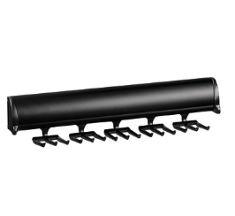 Synergy Elite Tie Rack, with full extension slide, aluminum with zinc hooks, BLACK, 11 7/8" length