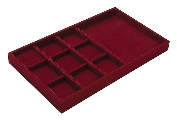 Jewelry Tray, nylon / felt, maroon, 22 15/16" x 14" x 2"