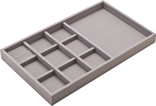 Jewelry Tray, nylon / felt, gray, 22 15/16" x 14" x 2"