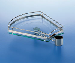Basket Shelf, steel, polished chrome, with glass