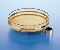 Basket Round, steel, chrome-plated matt, with beech bottom & arm