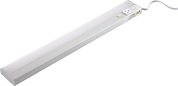 Basik LED, 110V, Task Light, with switch and plug, 8W, warm, white, 3000k, satin nickel, 610mm