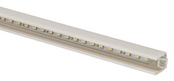 LED Light for glass shelf, green, 45pt, 15" with PVC, satin chrome extrusion