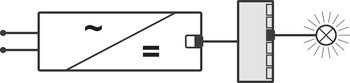 6-Way Distributor, Häfele Lighting, with Integrated Lead Cable, 24 V 90 W, 2 3/4" x 1 3/16" x 9/16"
