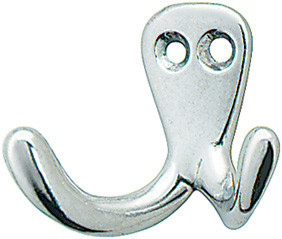 Coat Hook Double, aluminum, polished, 63mm x 30mm x 50mm