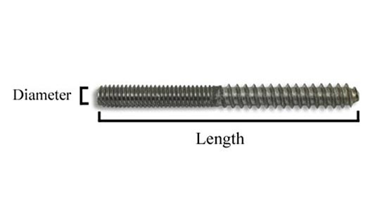 Hanger Bolt 1/4" x 2-1/2" Full Thread