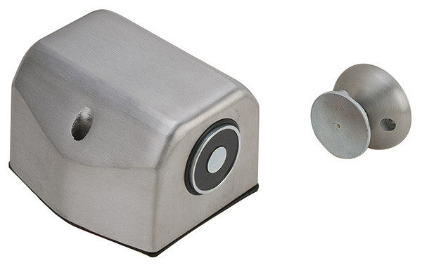 Electro-Magnetic Door Holder, Floor Mounted, Steel and Zinc, Aluminum Painted