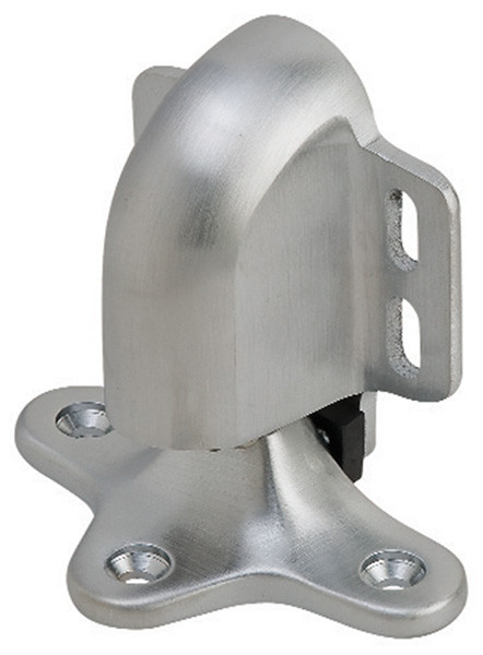 Floor Stop and Automatic Door Holder, Model SF400, 1 5/8" to 2 1/16", door to floor clearance, Brass, Satin Chrome